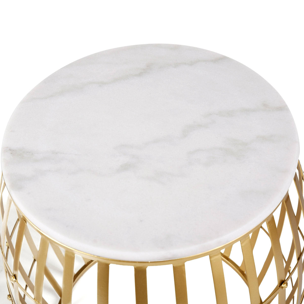 Gold White Marble Top Nesting Tables (Set of 2) P9393