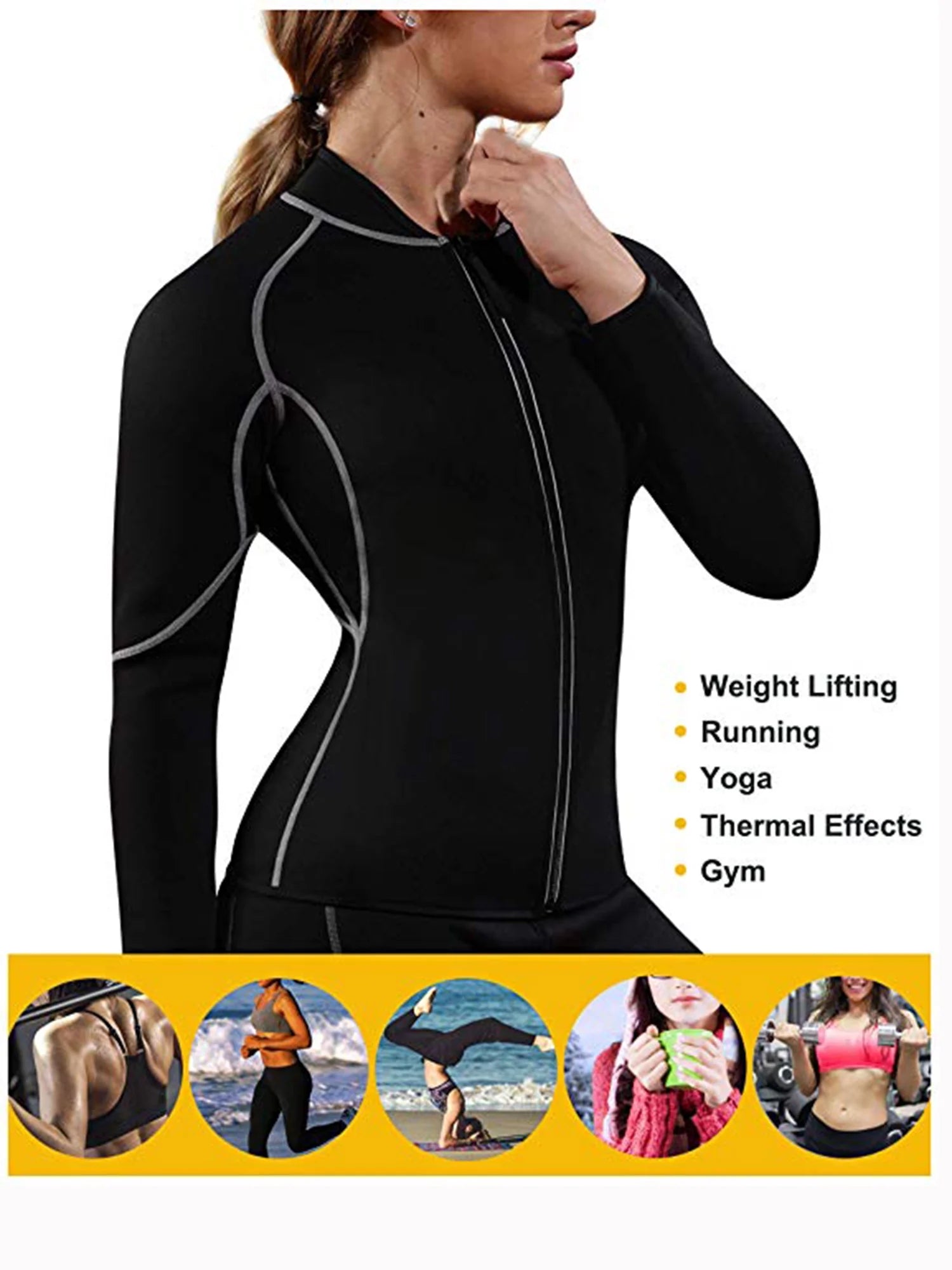 Women's Neoprene Sauna Vest Waist Trainer Corset Long Sleeves Gym Hot Sweat Suit Workout Body Shaper H66901