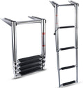 Folding 4 Step Stainless Steel Telescoping Boat Ladder Pack of 2 U9917