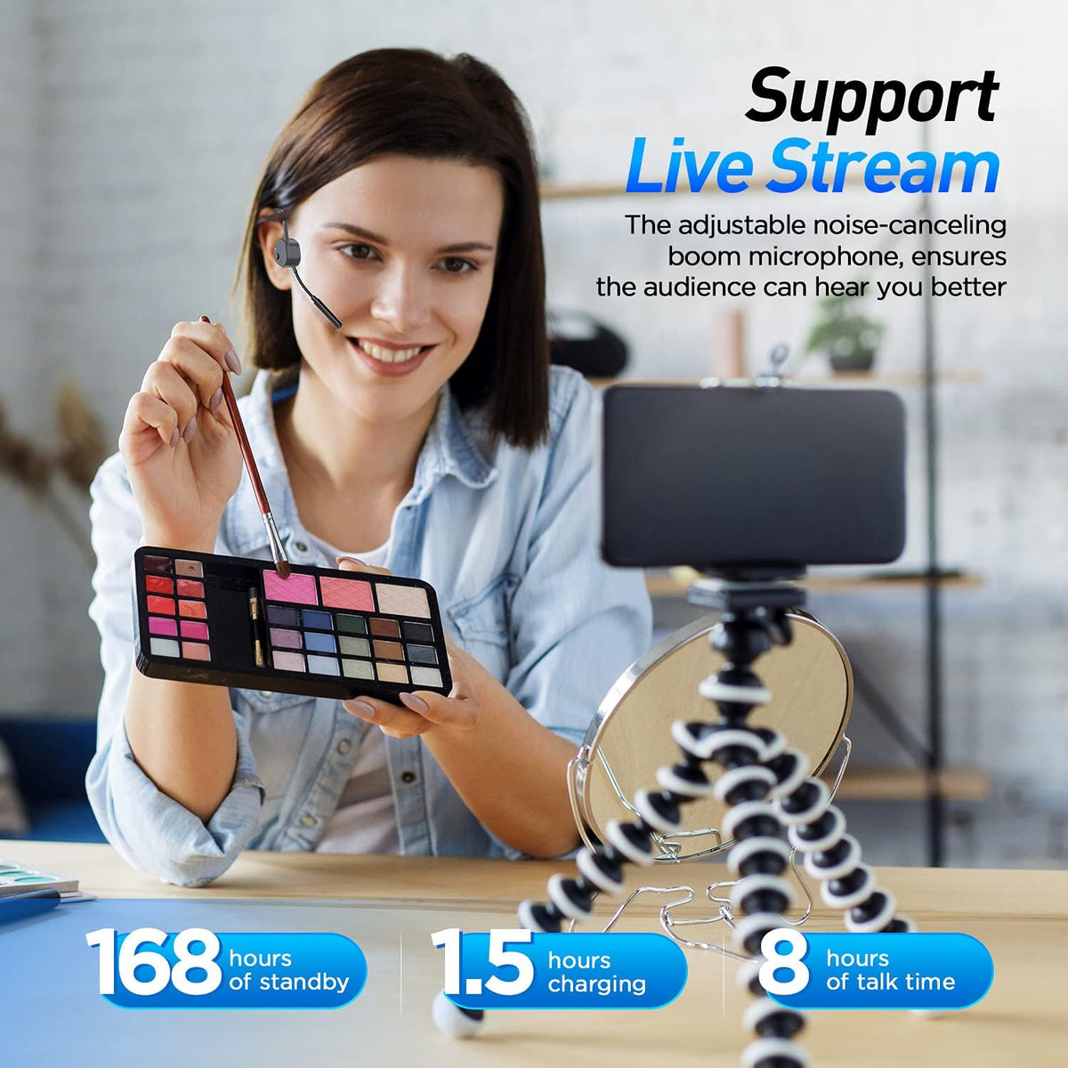 Bone Conduction Bluetooth Wireless Headset with Noise-Canceling Boom Microphone Pack of 2 M180470