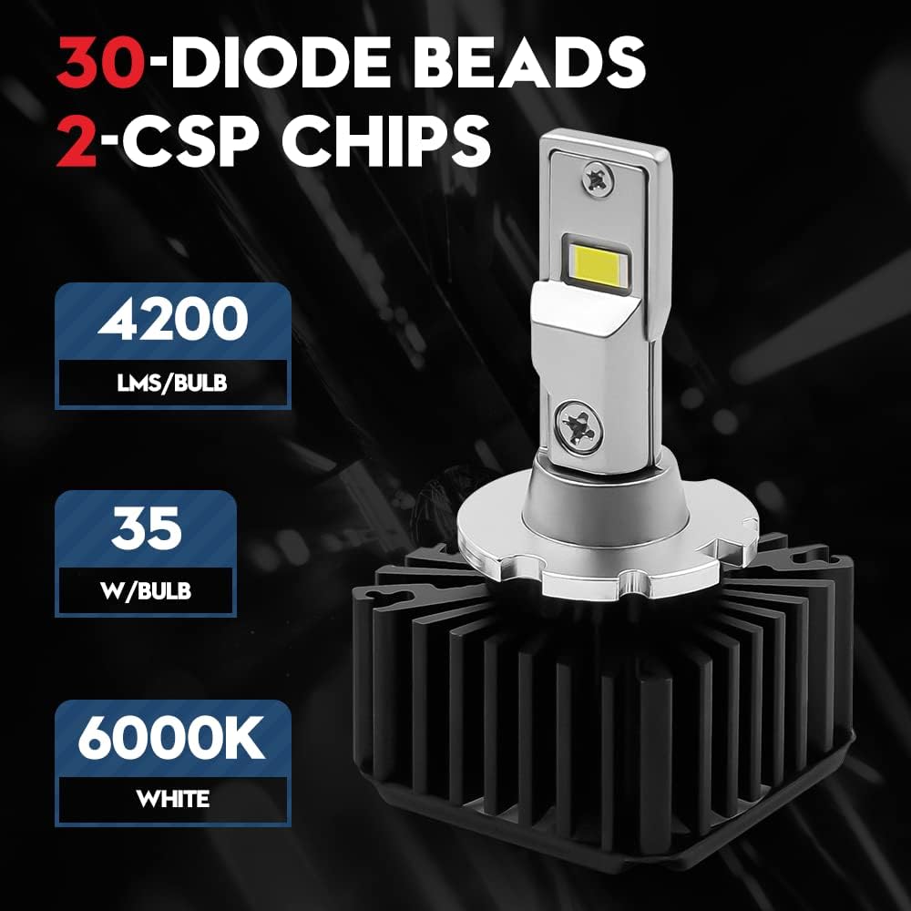 D3S D3R LED Headlight Conversion Kit 70W 8400Lms 6000K White CanBus Error Free Replacement 2 Pack Y534868