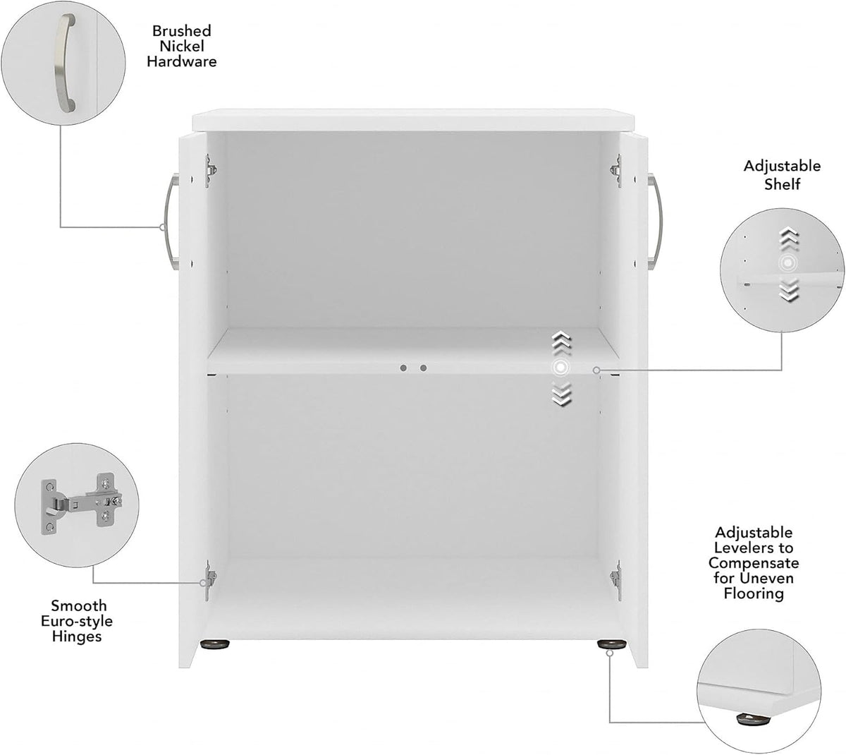 White Floor Storage Cabinet with Doors and Shelves R932343