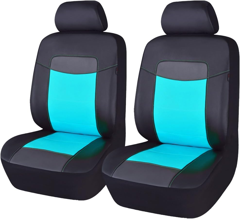 Black Water Blue Leather Car Seat Covers Pack of 2 I96303