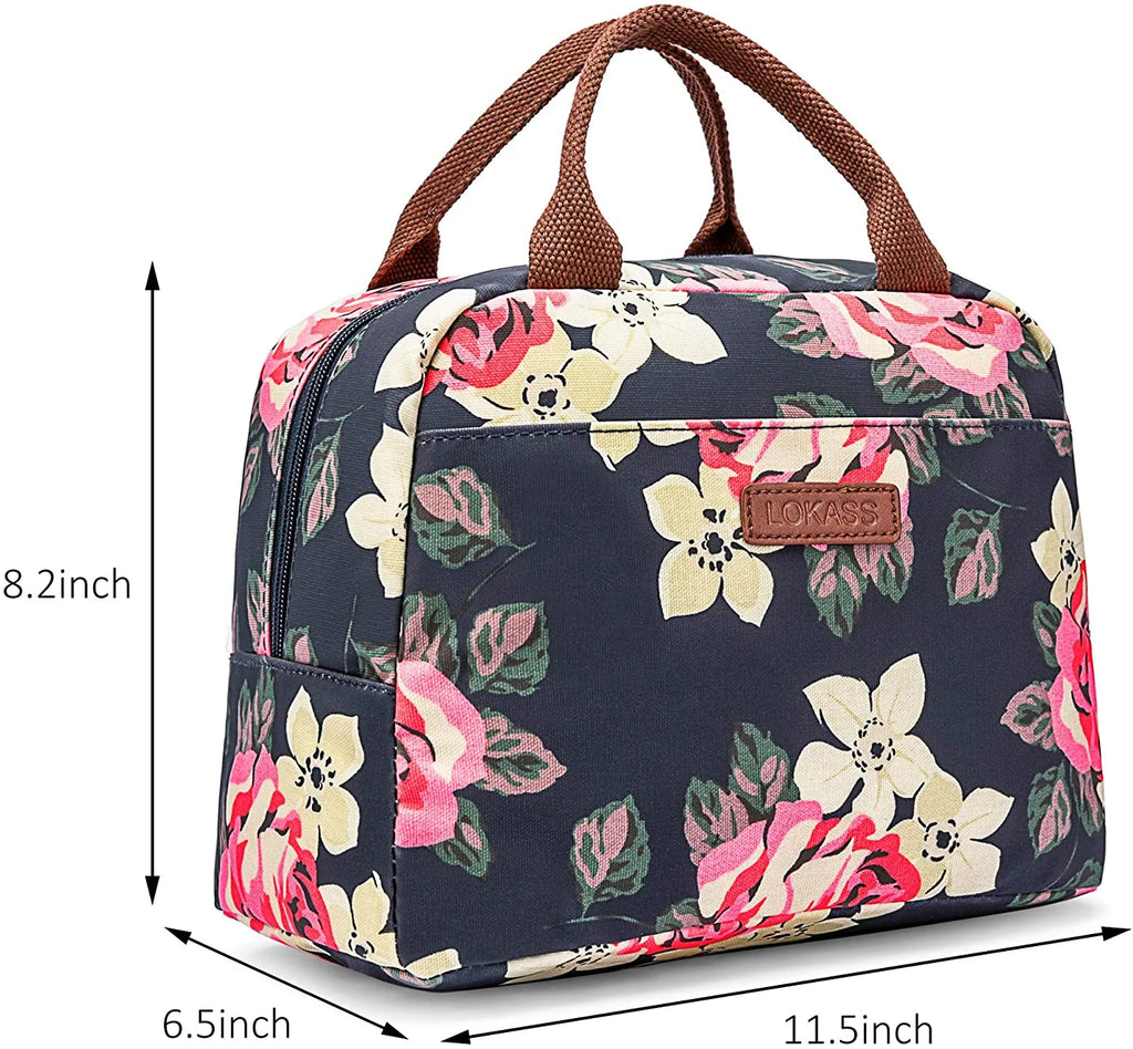 Insulated Lunch Bag Cooler Bag Thermal Lunch Box Water-resistant Tote Bag (Peony) J11692