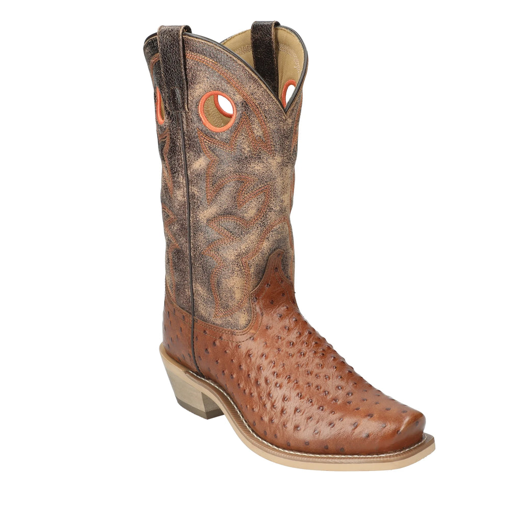 Cognac Square Toe Ostrich Print Performance Boot M89841