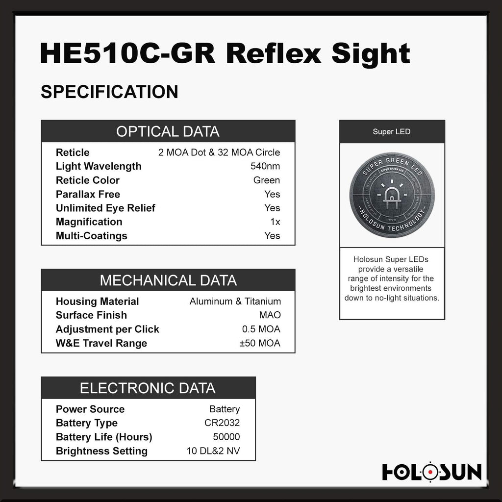 Open Reflex Optical Sight with Super Green LED E8817