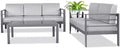 3 Pieces Metal Patio Sectional Sofa with Waterproof Cushion and Coffee Table I7894