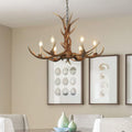 Retro Resin Antler Chandelier 6 Antler Ceiling Lamp (Brown) E28304