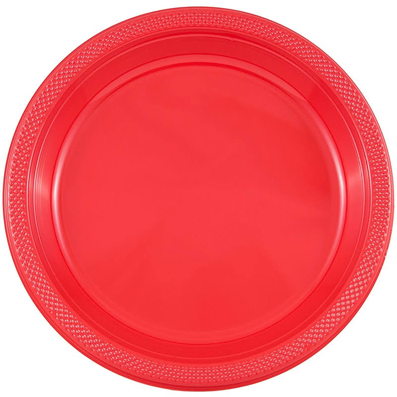 Red 200 Plates Bulk Round Plastic Party Plates R9020