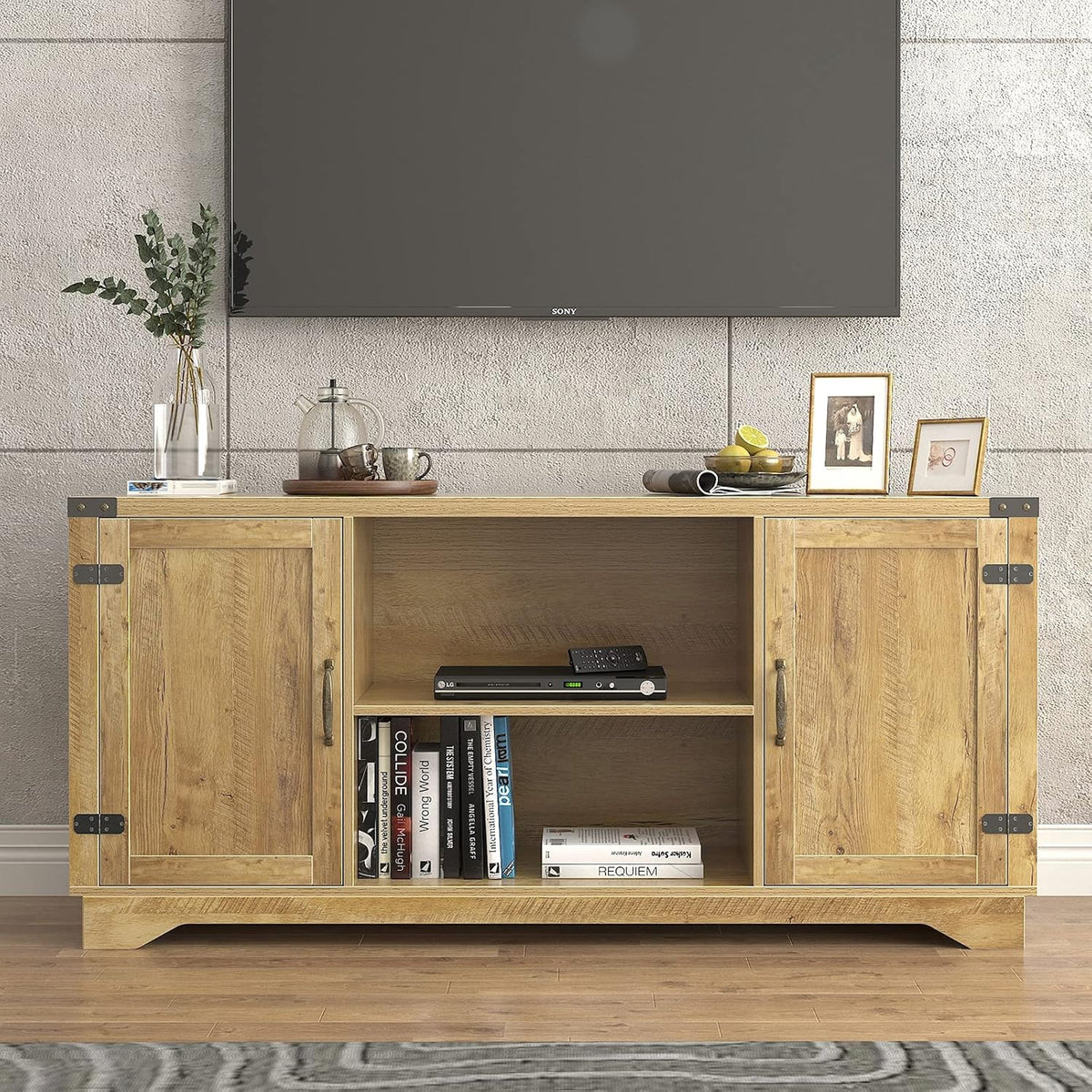 TV Console Entertainment Center with Storage Shelves, Supports TV Upto 65 Inches U7242