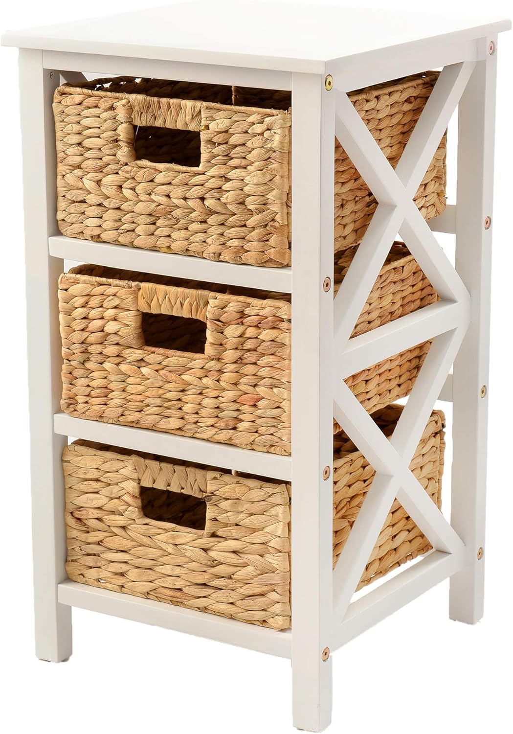 3 Tier End Table with 3 Baskets, Walnut P136880