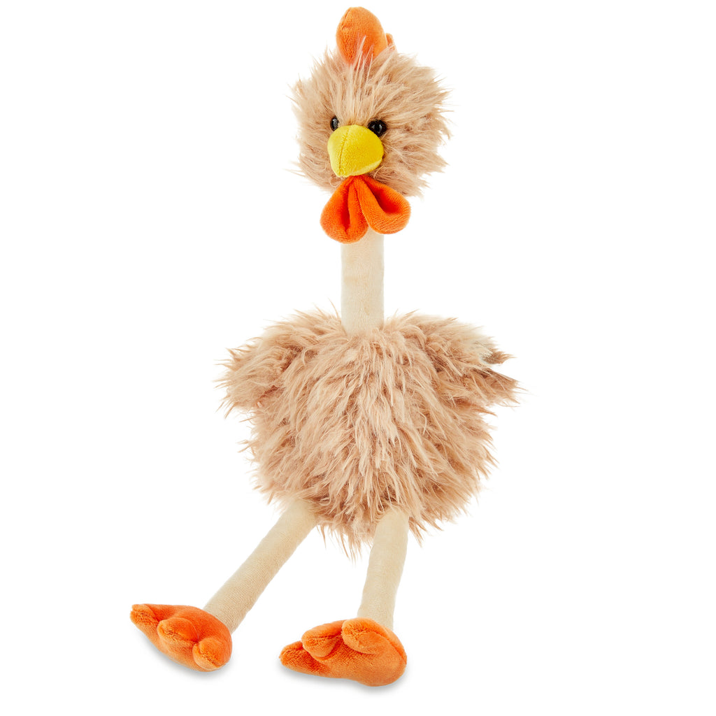 18 in Brown and Orange Fuzzy Chicken Plush T462