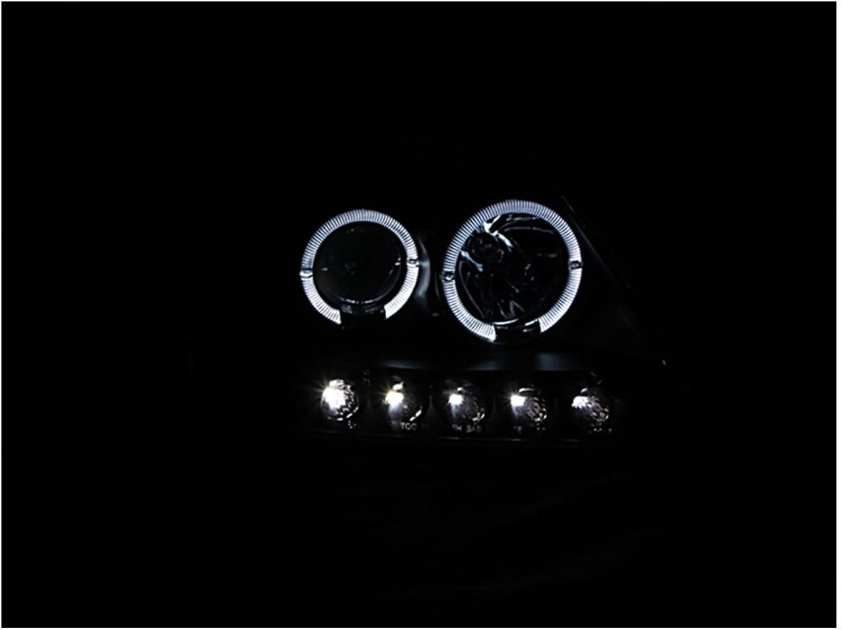 Projector Headlight Set with LED Halo Black E814