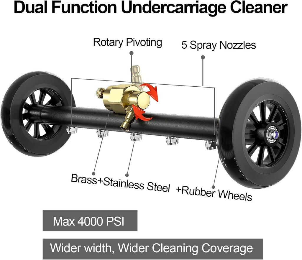 18 Inch Pressure Washer Water Broom Surface Cleaner with 3 Extension Wand Q16134