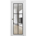 Solid Wood Interior Sliding French Pocket Door with Clear Glass K745037