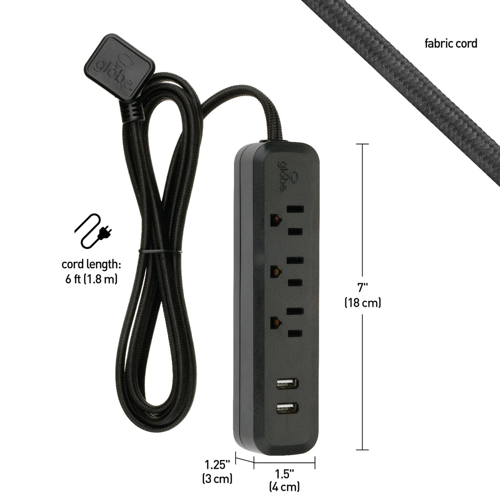 6-ft 3-Outlet USB Surge Protector Power Strip X18314