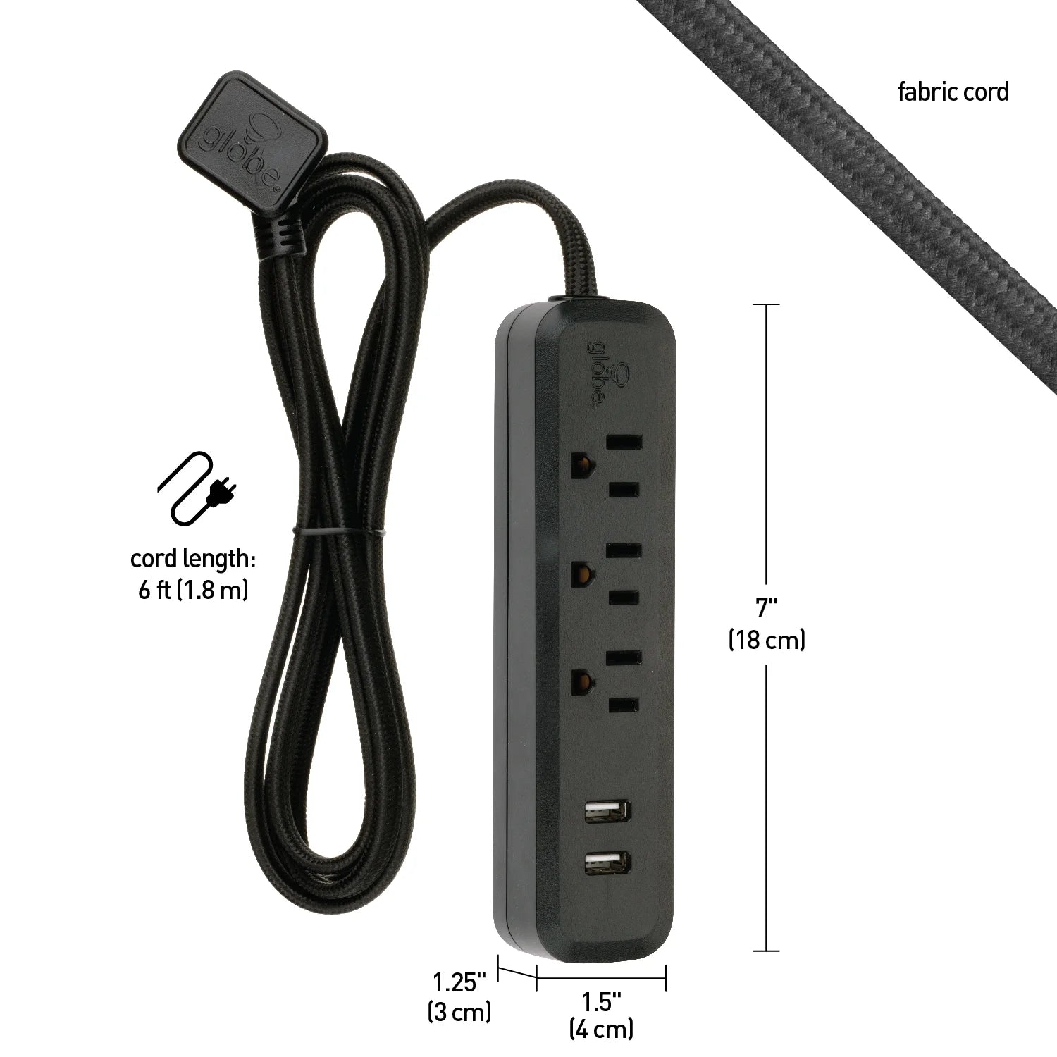 6-ft 3-Outlet USB Surge Protector Power Strip X18314