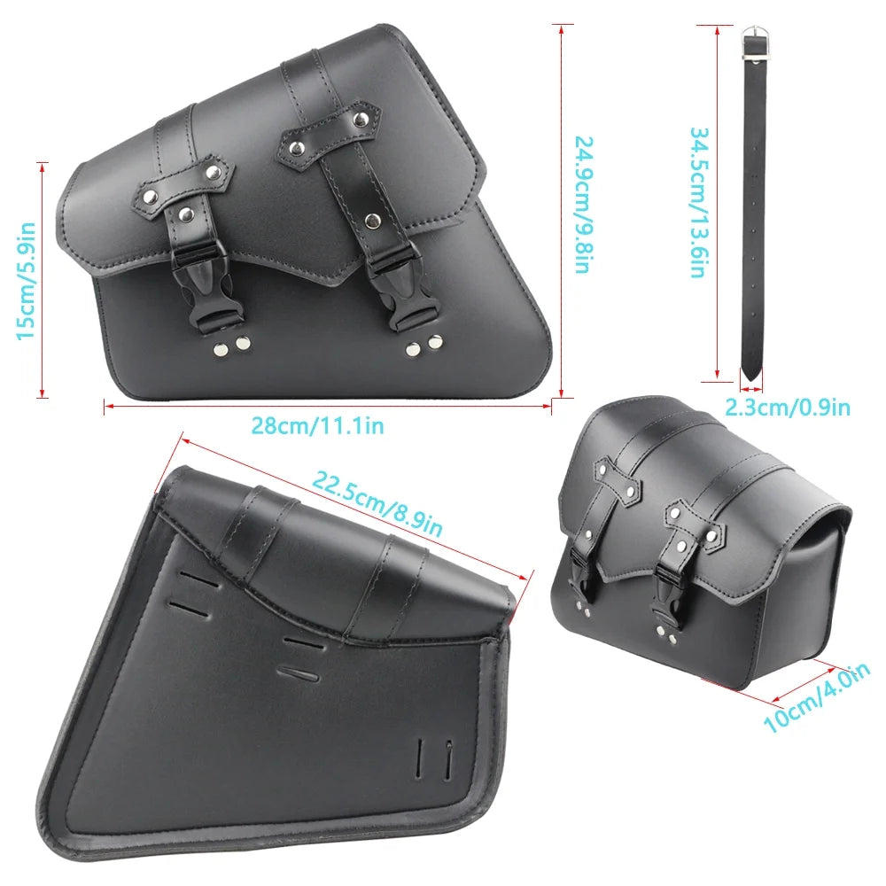 Motorcycle Side Saddle Bags PU Leather Luggage Storage Tool Pouch M313939