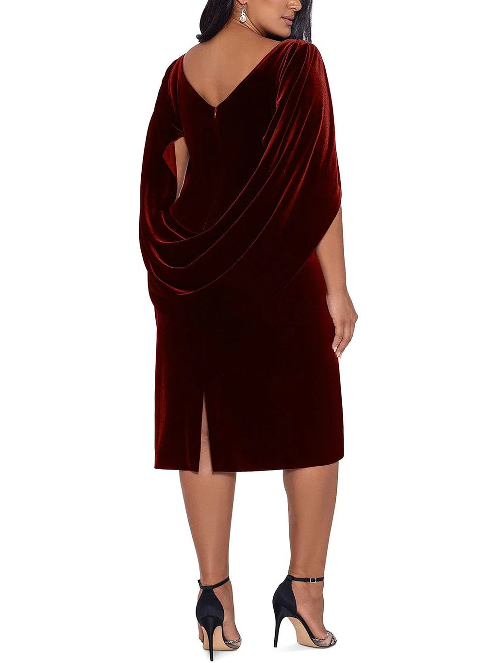 Plus Velvet Cape Back Midi Dress Q8413