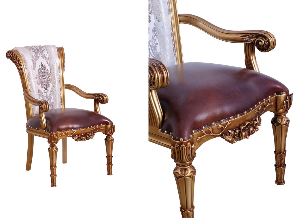 Antique Bronze & Pearl Arm Chair Set 2Pcs V660839