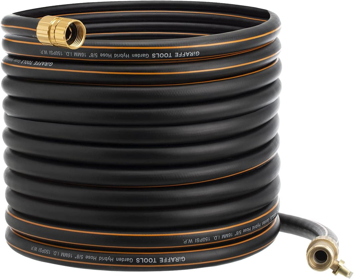 Hybrid Garden Hose 5/8" x 50ft, Brass Fittings with Shut off Valve, Pack of 2 W872185