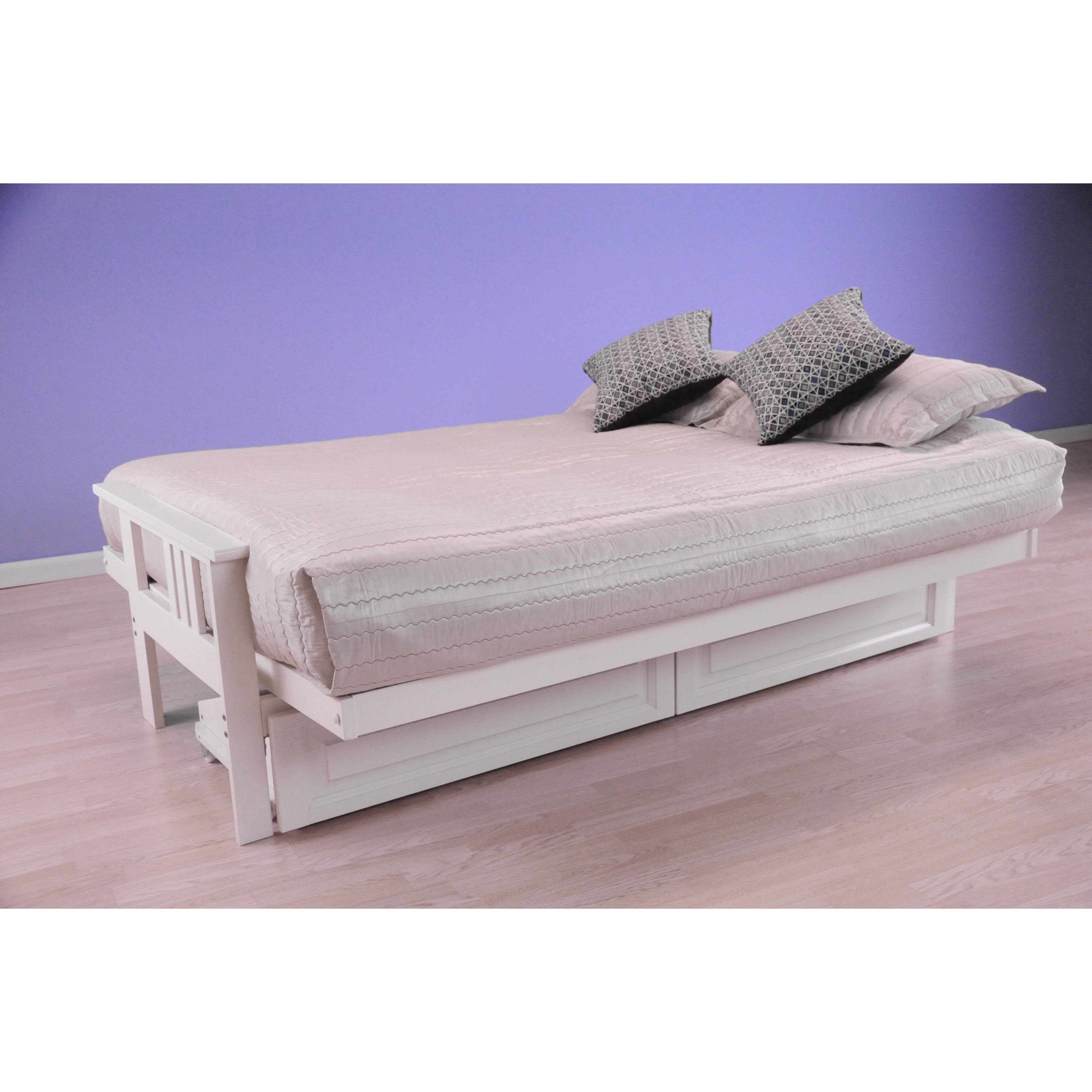 Antique White Full Futon with Mattress & Storage Drawers M19748