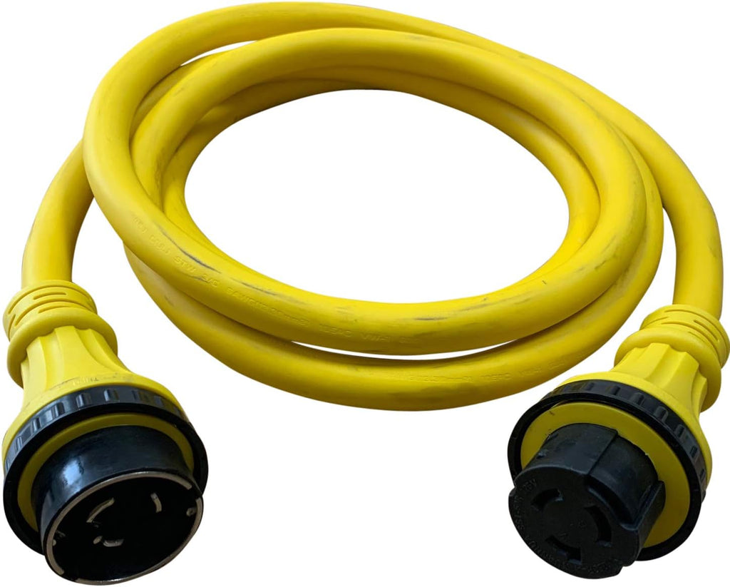 25 FT 50 Amp 125 Volt Yellow Marine Shore Power Extension Cord M2158