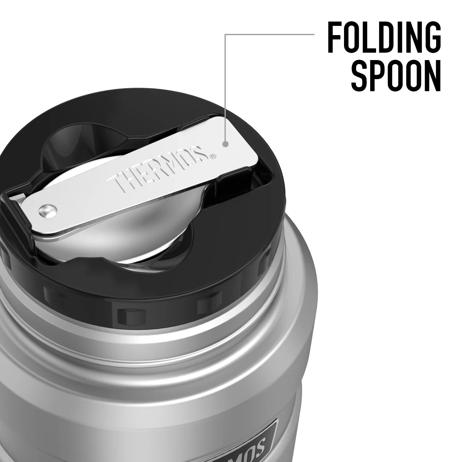 Stainless Steel Food Jar with Folding Spoon, 16oz G919445