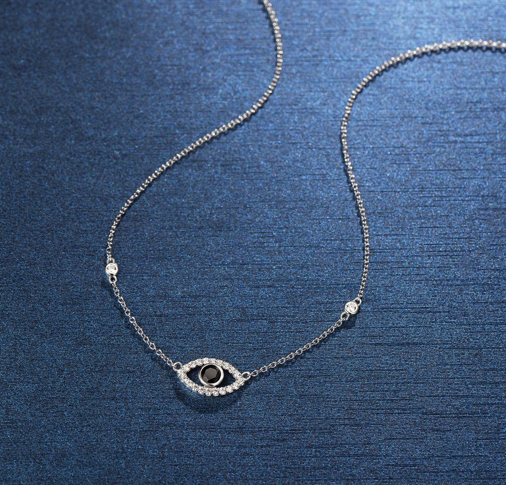 Sterling Silver Evil Eye Necklace Cubic Zirconia Pendant Necklace I978139