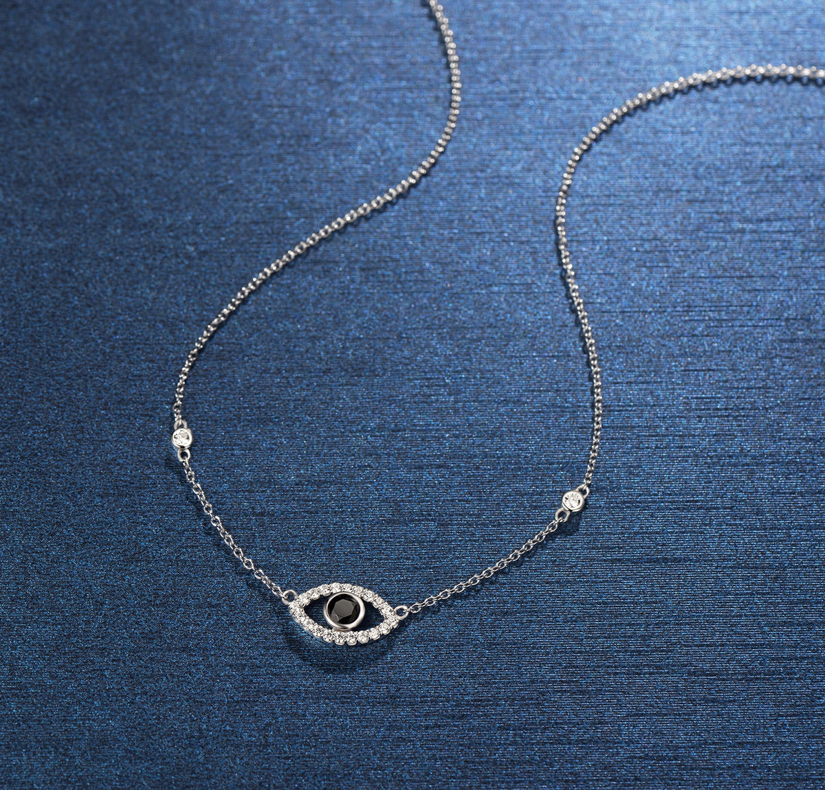 Sterling Silver Evil Eye Necklace Cubic Zirconia Pendant Necklace I978139