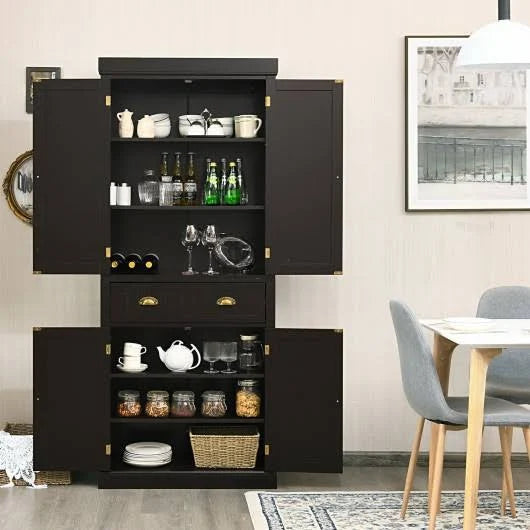 Freestanding Kitchen Cabinet with Adjustable Shelves W91407