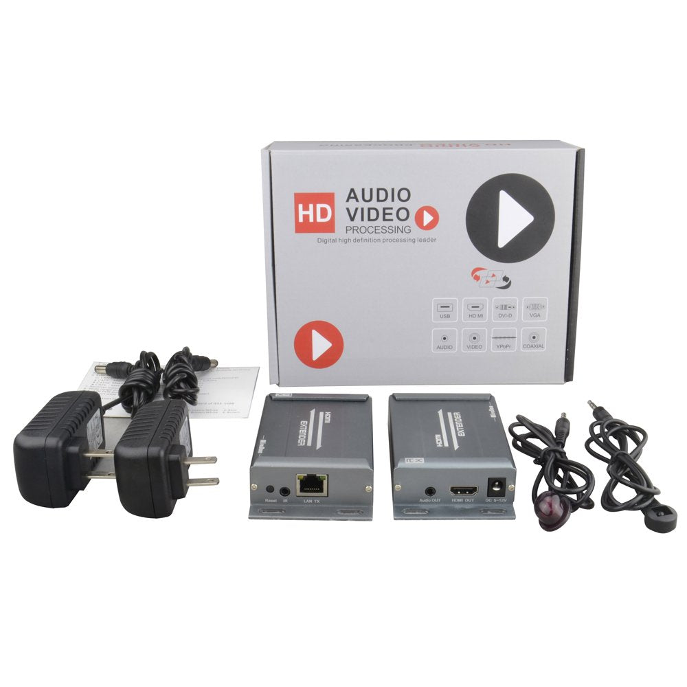 HDMI USB KVM Extender, 80m 1080P@60Hz Over RJ45 Cat5 Cat5e Cat6 Cat6e, USB2.0×2, Transmitter and Receiver S89415