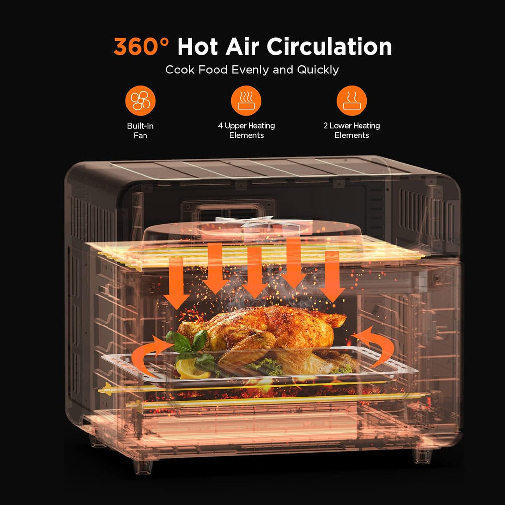 Extra-Large Convection Toaster Oven, 12-in-1 Air Fryer Combo, Black Nonstick Stainless Steel D780292