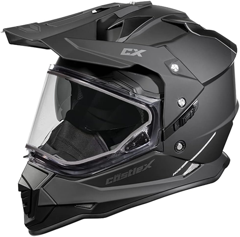 Matte Black Dual Sport Snowmobile Helmet, Size Medium U707