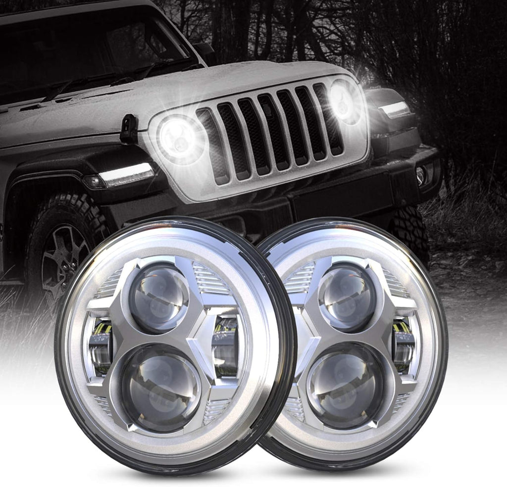 7 Inch Round LED Headlight with DRL, 1 Pair P723258