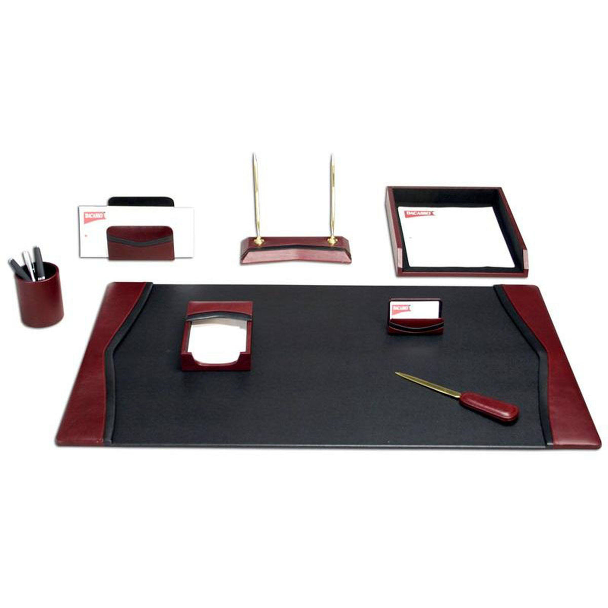Burgundy Leather Desk Set 8-Piece B464