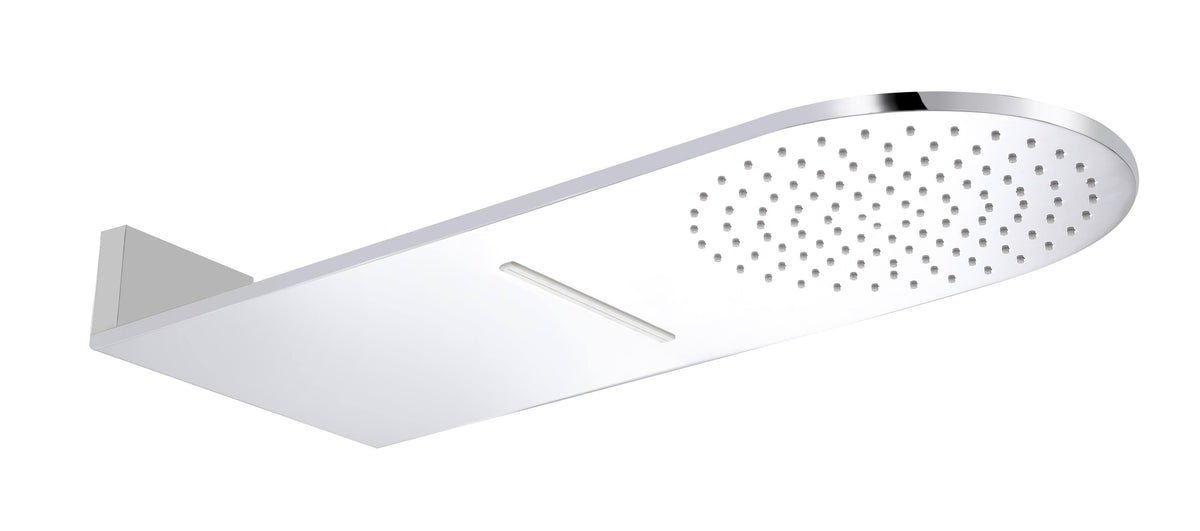 Polished Chrome 10x22 Wall-Mounted Square Waterfall Rain Shower Head T499590