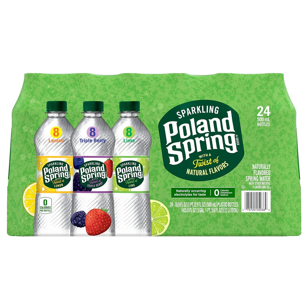 Sparkling Water Lime Triple Berry & Lemon 16.9 oz. Bottles 24/Carton D965402