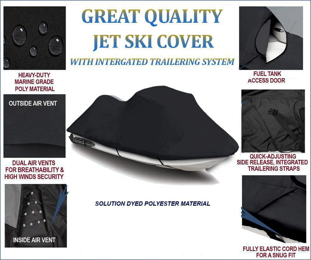 Black 600 Denier Jet Ski PWC Cover 3 Seater H6273