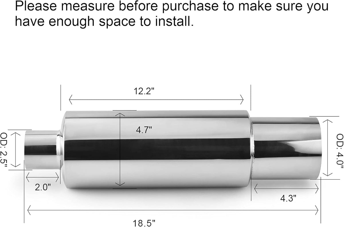 Stainless Steel Exhaust Tip, 18.5" Length, 2.5" Inlet 4" Outlet, Pack of 2 G558