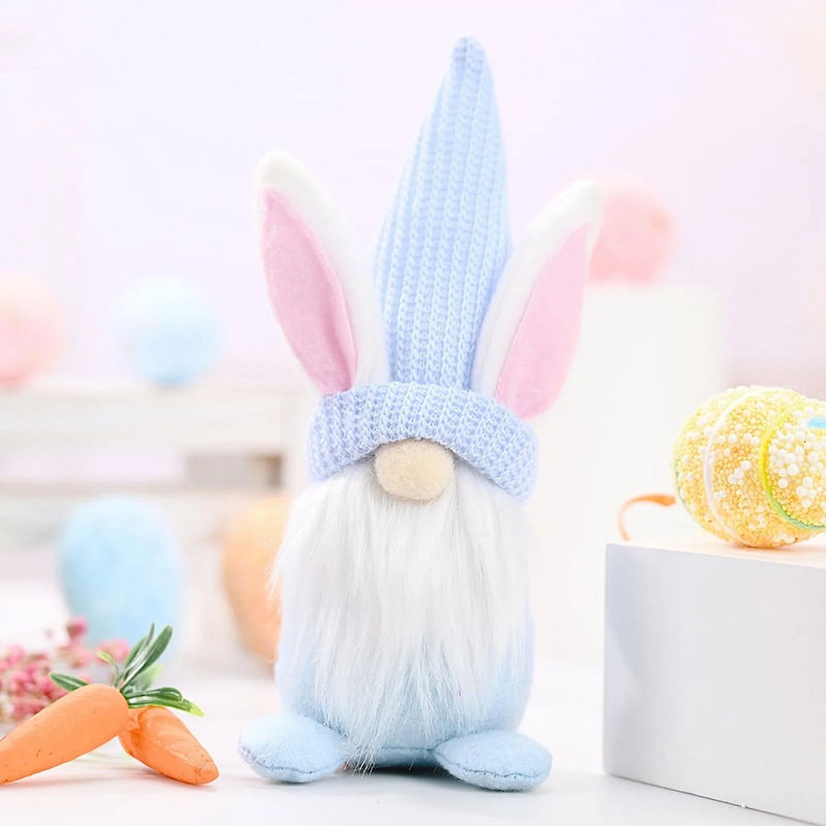 Easter Gnomes Decorations, 2 Pack Bunny Tiered Tray Plush Gnome Decor Handmade Swedish Tomte Elfs Dwarf Rabbit Doll A8646