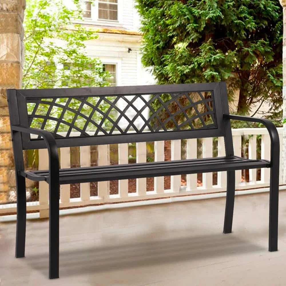 Black Cast Iron Outdoor Bench I9894