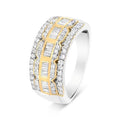 10K White & Yellow Gold Diamond Art Deco Multi-Row Ring Band B415