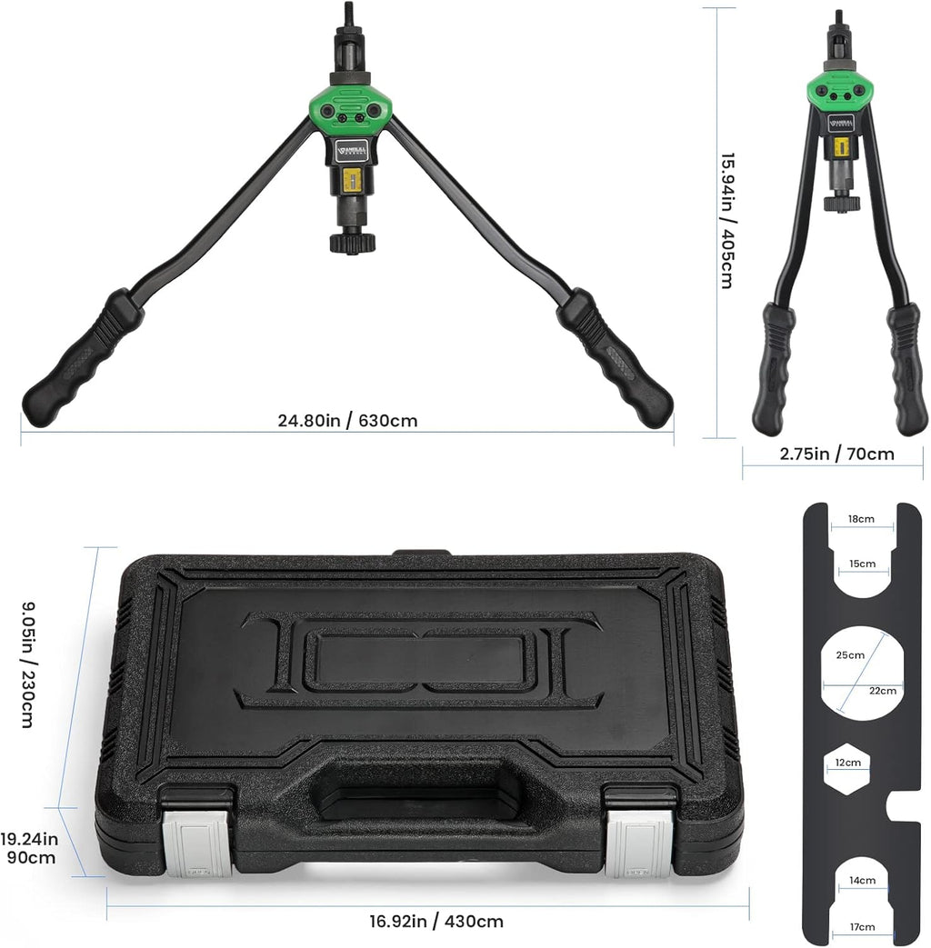16 Rivet Tool Kit with 120PCS Rivet Nuts & Plastic Case P68516