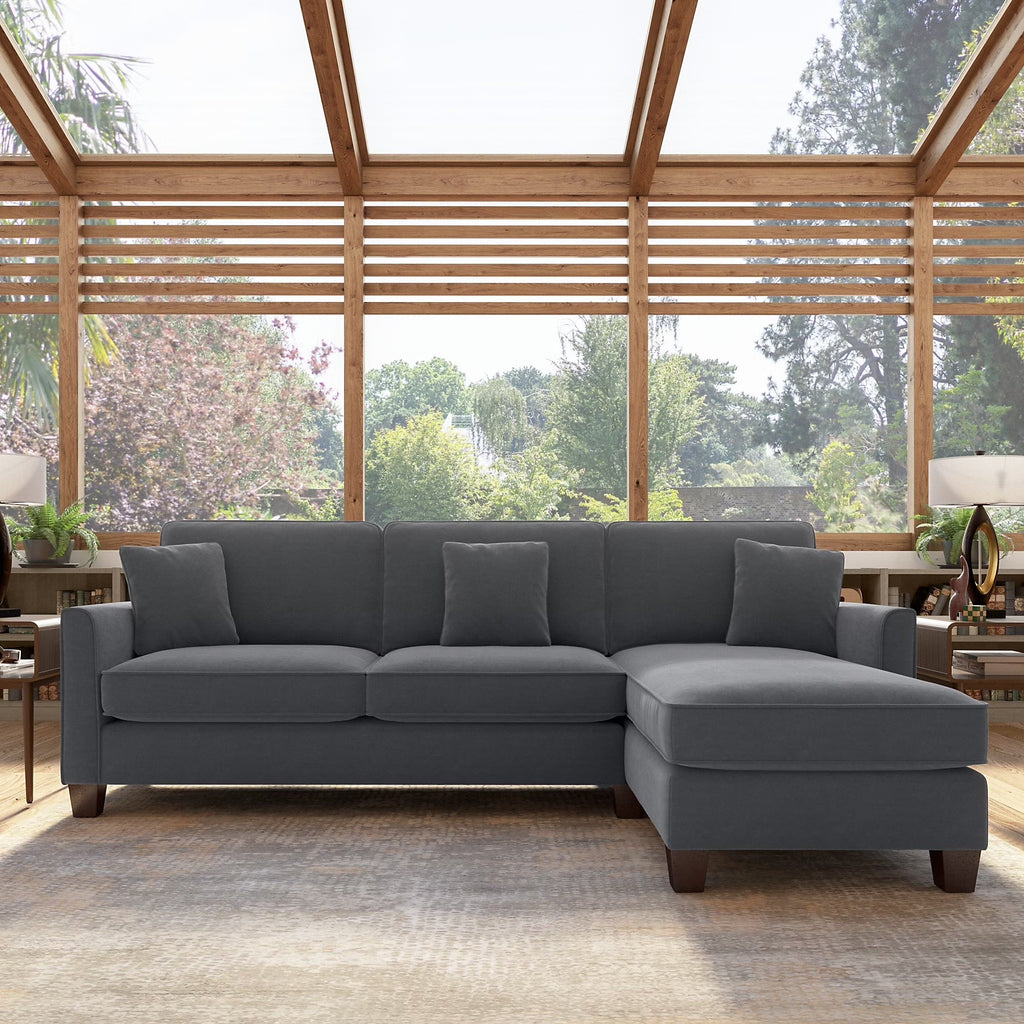 Dark Gray Microsuede Sectional Couch with Reversible Chaise C9675