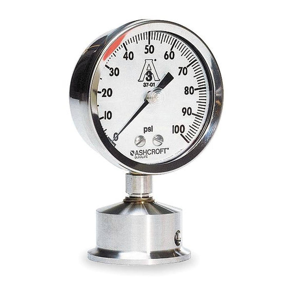 60# Pressure Gauge, 0 to 60 psi, 3-1/2in, 2in L12736
