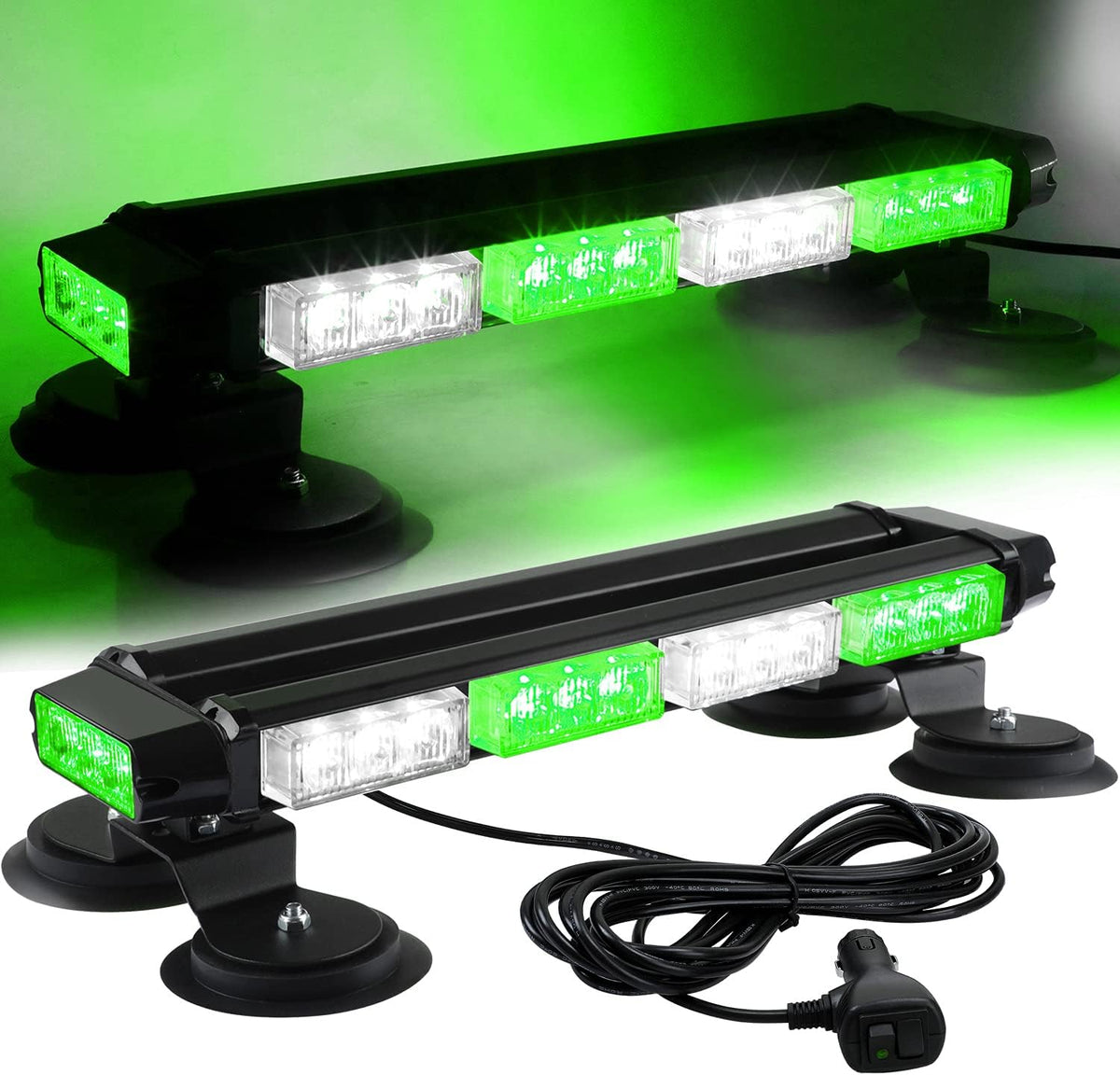 16.8 Inch LED Strobe Light Bar, 26 Flashing Modes, Magnetic Base, Blue White, Pack of 2 I233520