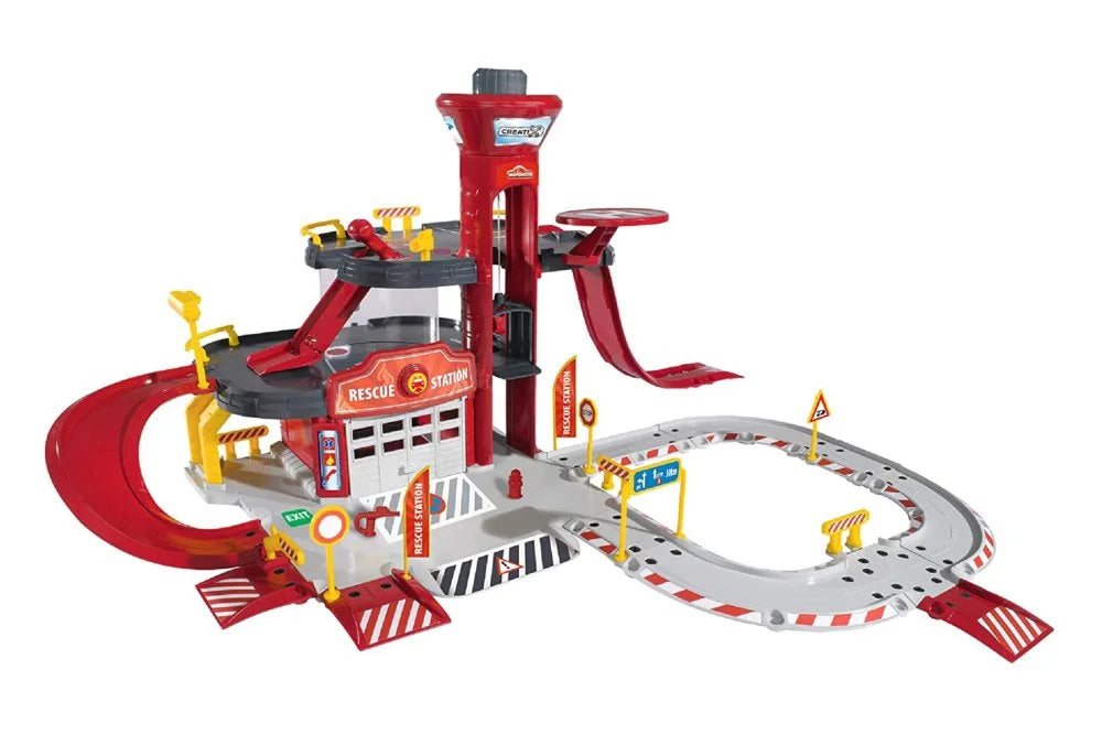 Rescue Station with 5 Vehicles Assortment, 1/64 scale Playset I48081