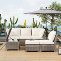 Beige Rattan Wicker Outdoor Sofa Set with Storage Table I545