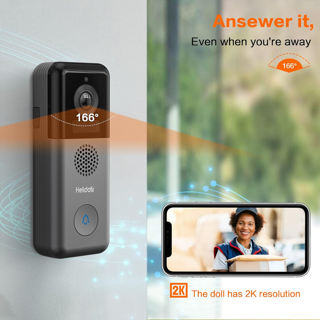 2K Wireless Video Doorbell Camera with Night Vision H74684